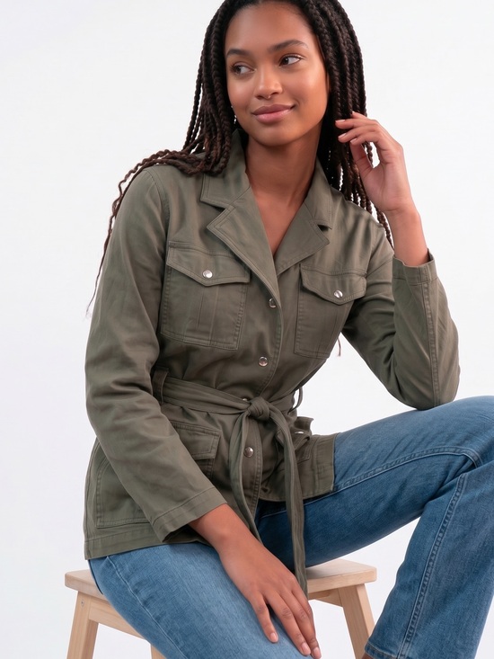 The Kooples Jackets & Blazers - The Kooples Olive Green Utility Belted Jacket - Women